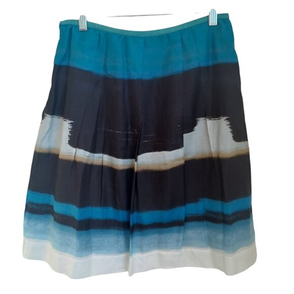 Nic + Zoe Skirt Blue Cotton Silk Blend Abstract Ombre Art to Wear Womens 8 Pet - Picture 9 of 10